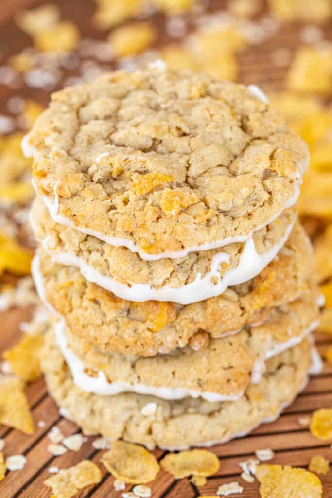 stack of oatmeal cornflake cookies