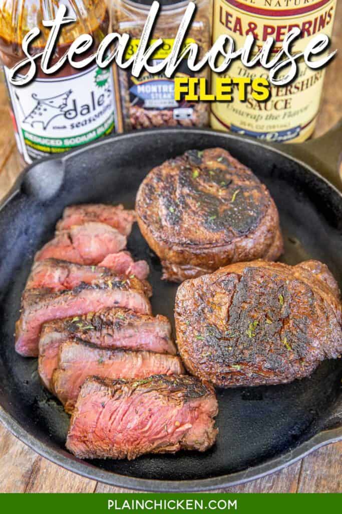sliced steak in a skillet