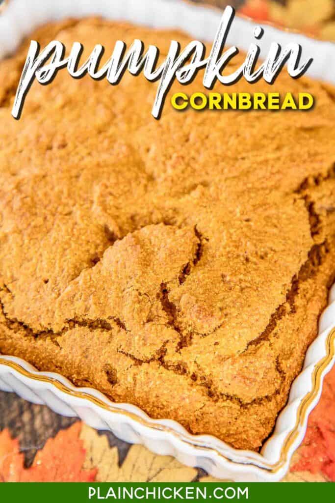 baking dish of pumpkin cornbread