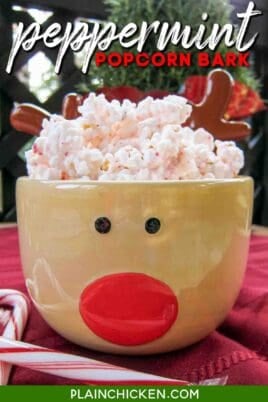 bowl of peppermint popcorn