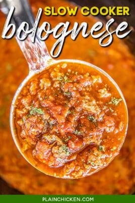 ladle of bolognese sauce