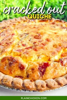whole quiche with text overlay