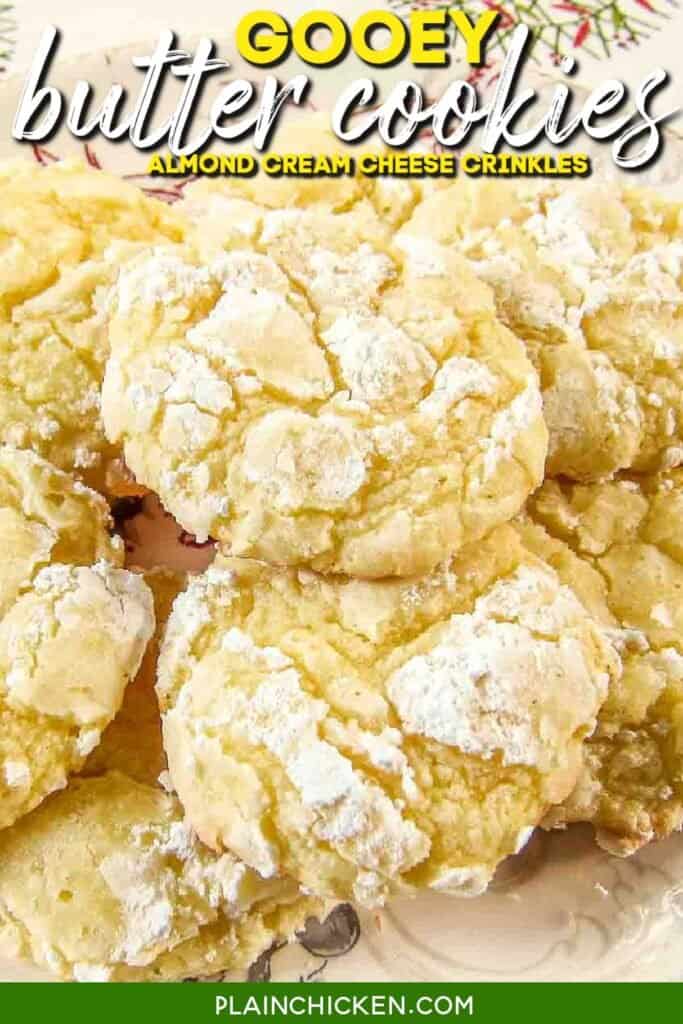 plate of gooey butter cookies with text overlay