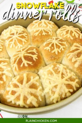 pan of rolls with a snowflake design on top