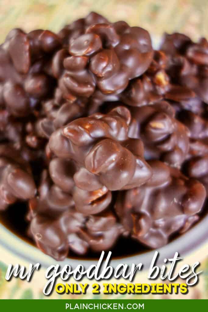 bowl of chocolate covered peanuts mr goodbar bites