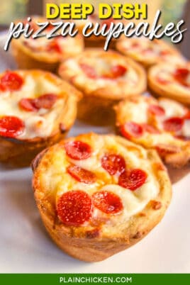 platter of pepperoni pizza cups