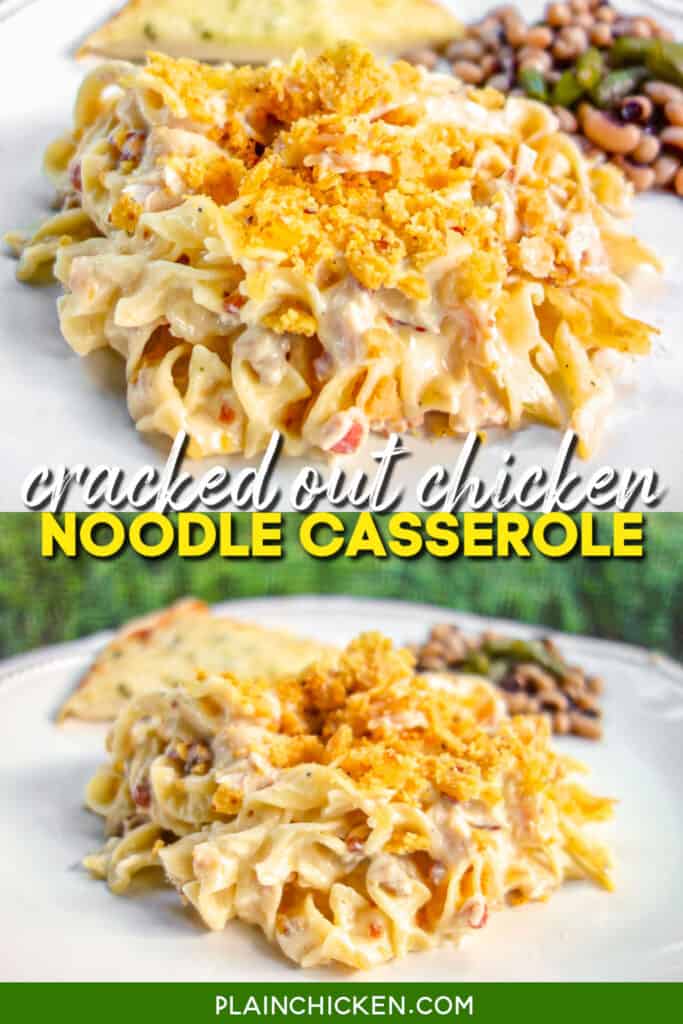 plate of crack chicken noodle casserole