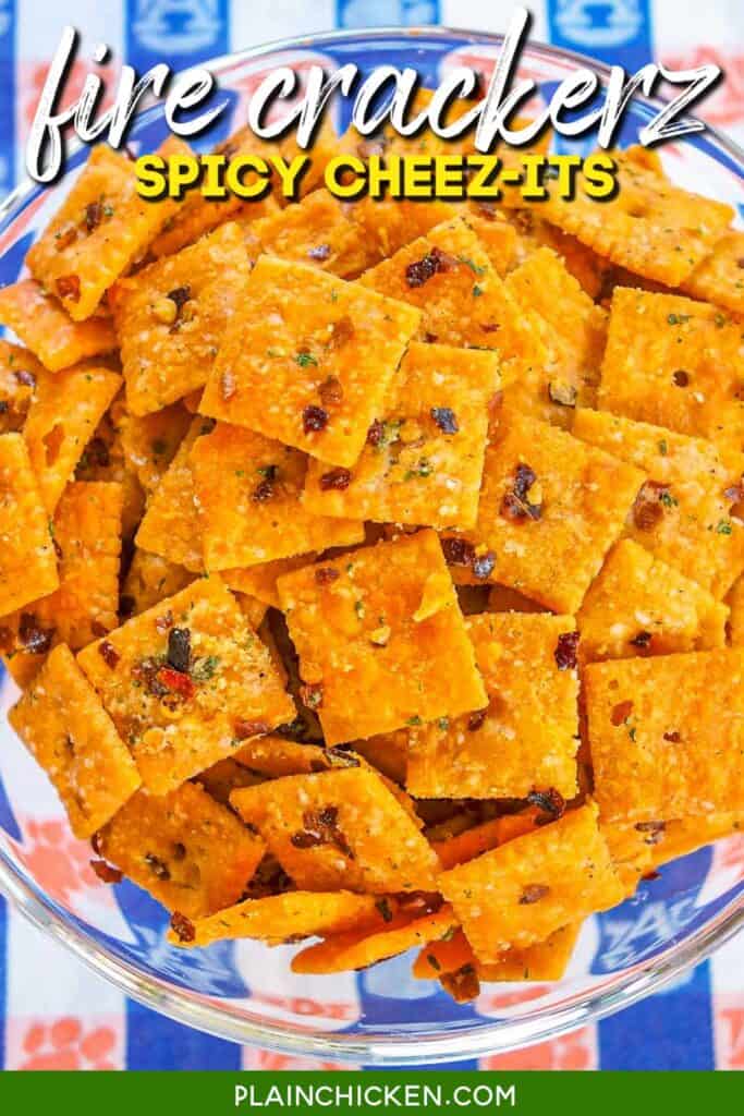 bowl of spicy cheez it crackers