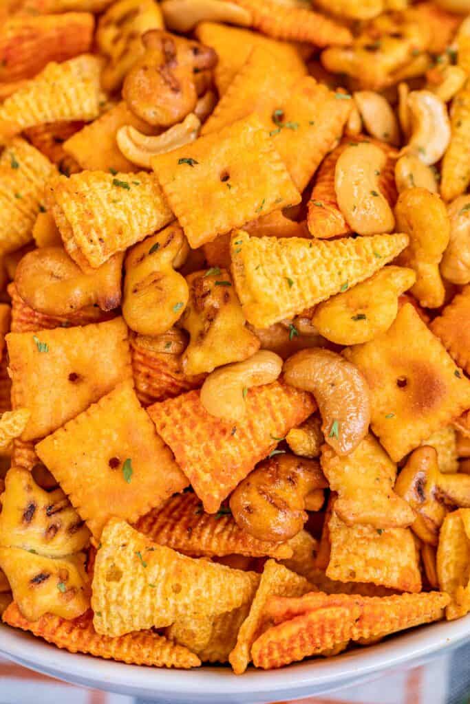 bowl of bugles snack mix