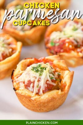 chicken parmesan in a crescent roll muffin