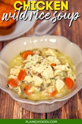 bowl of chicken soup with text overlay