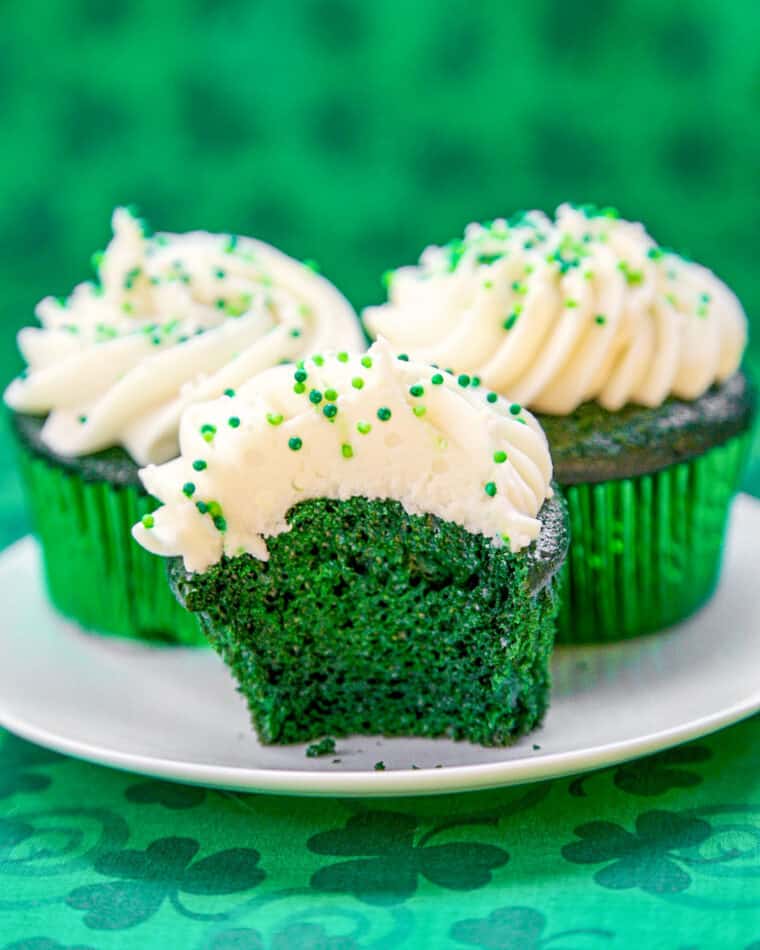 green cupcakes on a plate