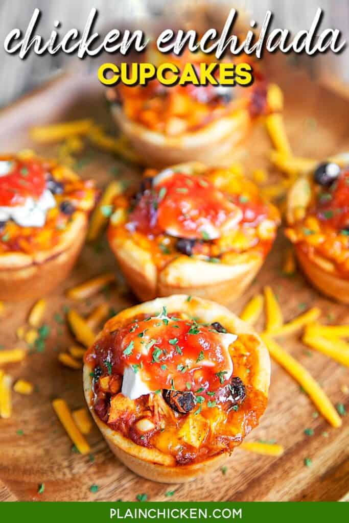 plate of chicken enchilada cupcakes