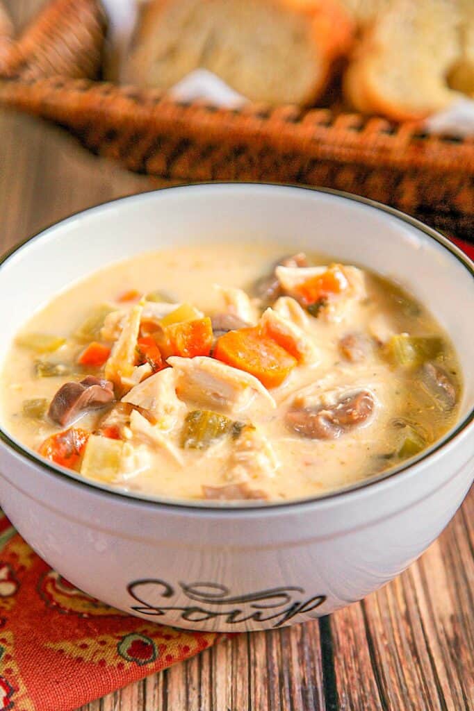 bowl of creamy chicken soup