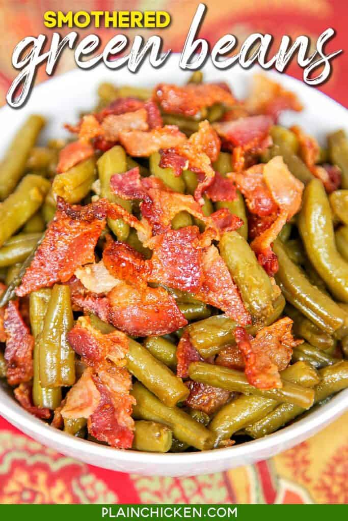 bowl of green beans and bacon