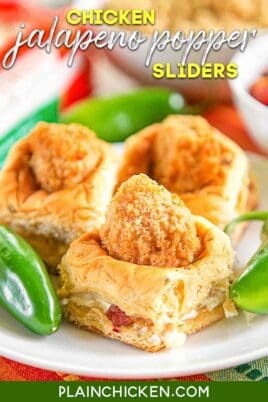 plate of chicken jalapeno popper slider sandwiches