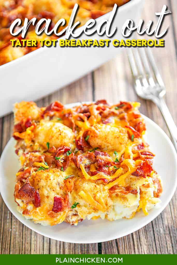 slice of cracked out tater tot breakfast casserole