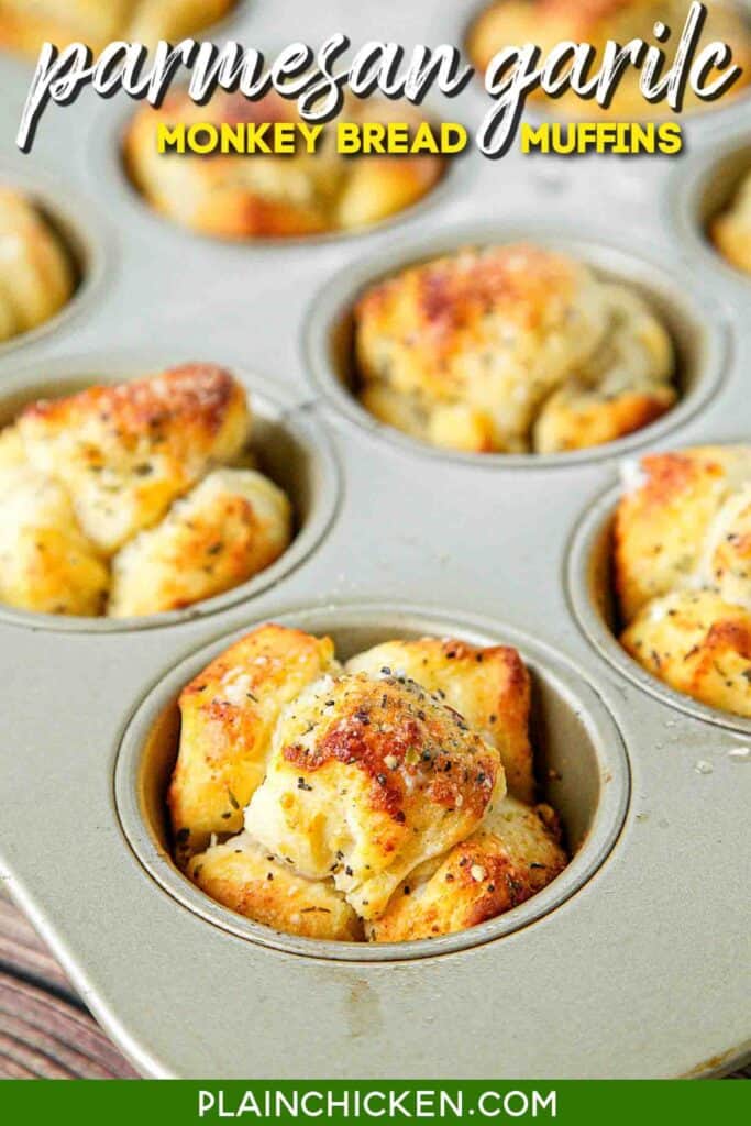 muffin pan of garlic biscuits