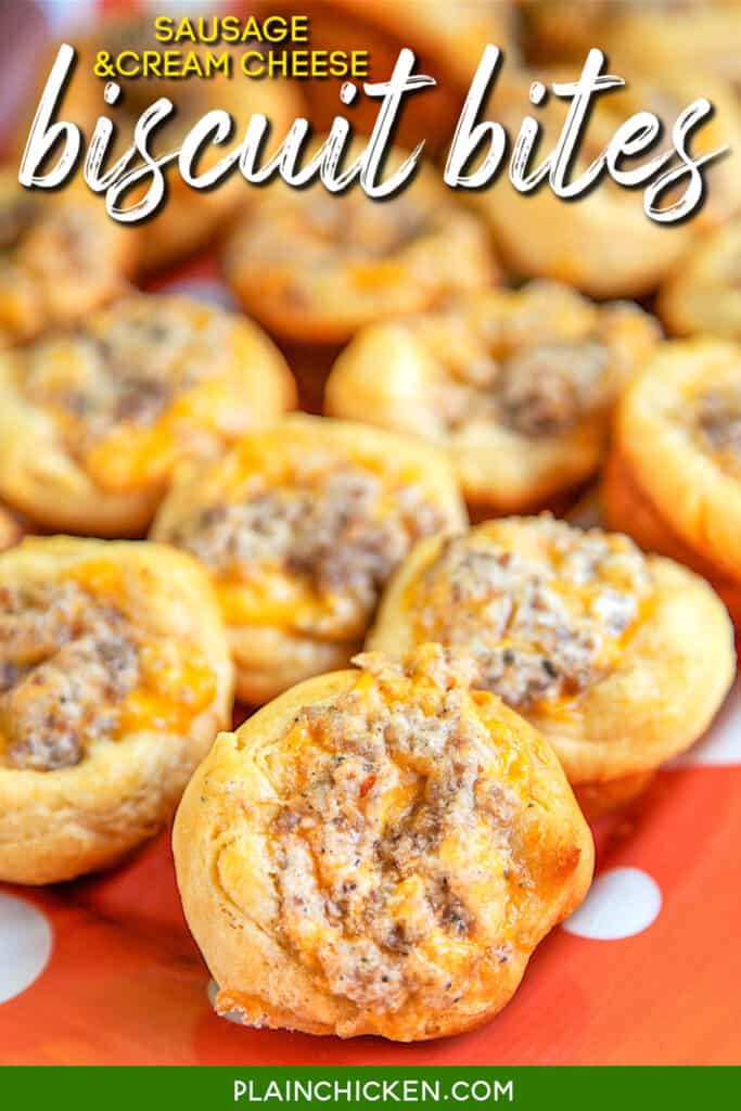 plate of sausage & cream cheese biscuit cups
