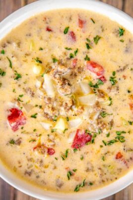 bowl of cheesy sausage potato soup