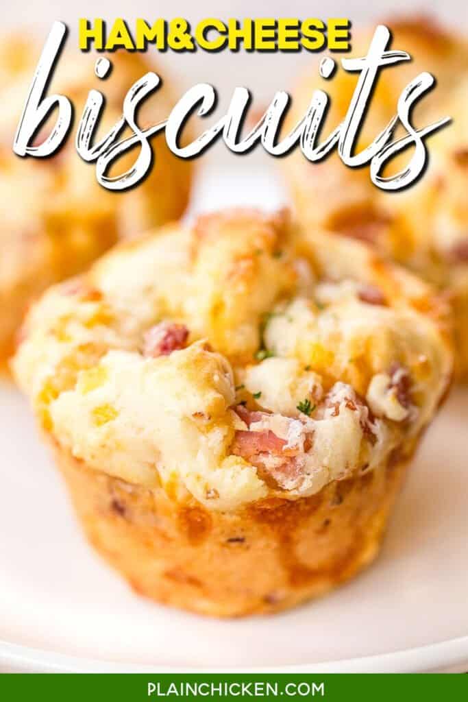 ham and cheese muffin biscuit with text overlay