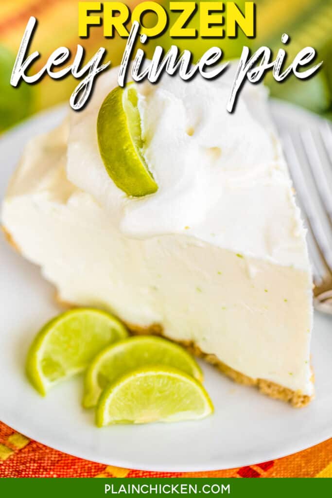 slice of frozen key lime pie on a plate