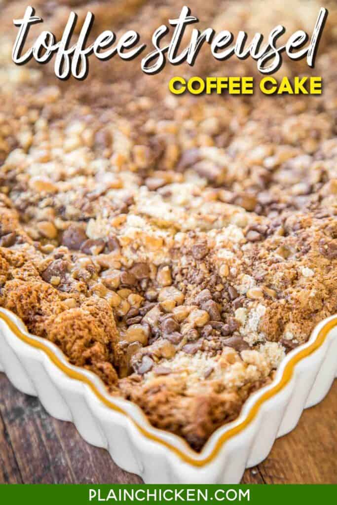 toffee coffee cake in baking dish