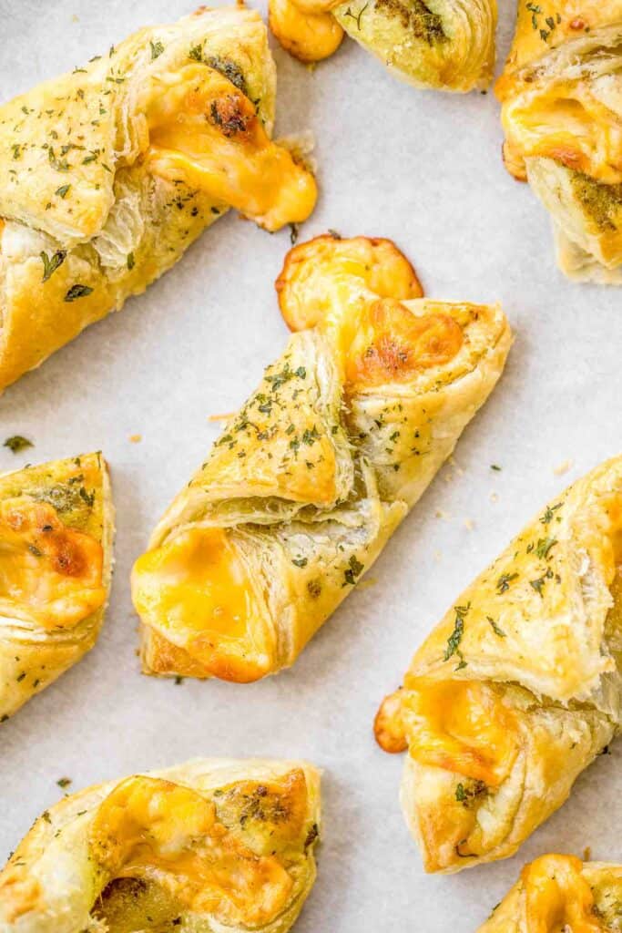 cheese pastry puff on baking sheet