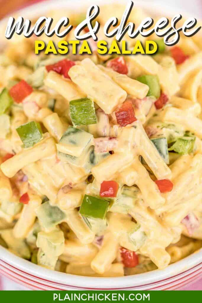 bowl of mac & cheese pasta salad