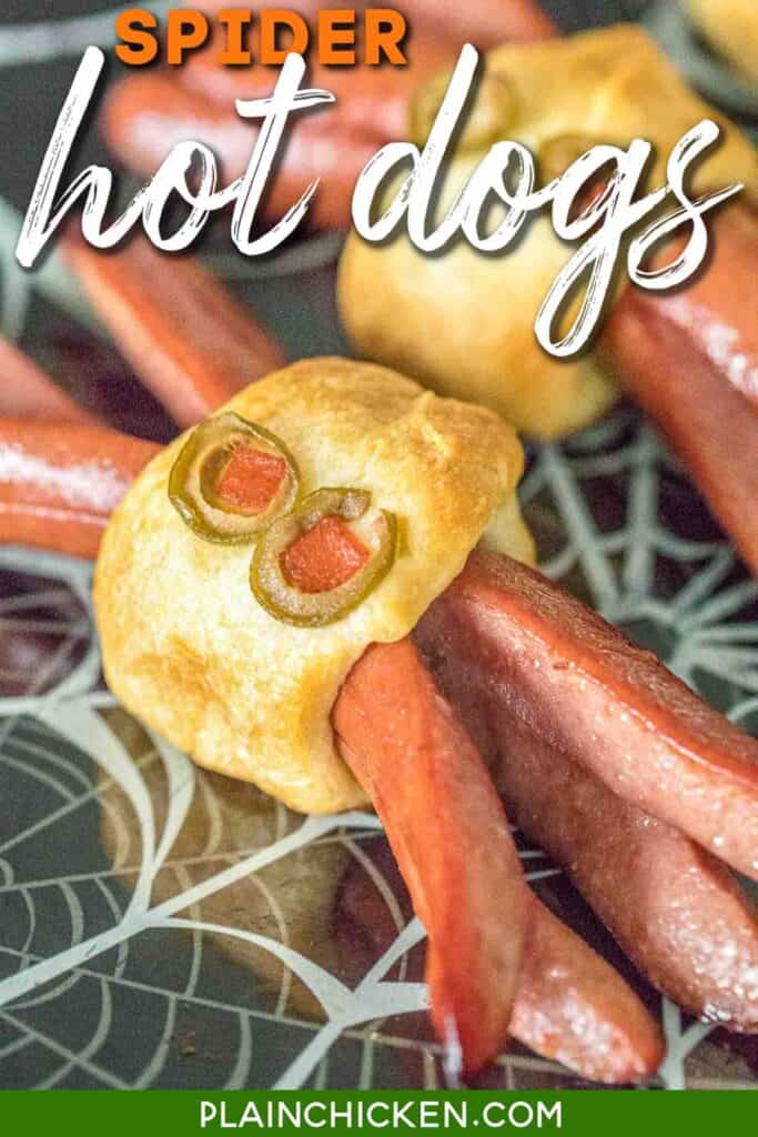 plate of spider shaped hotdogs
