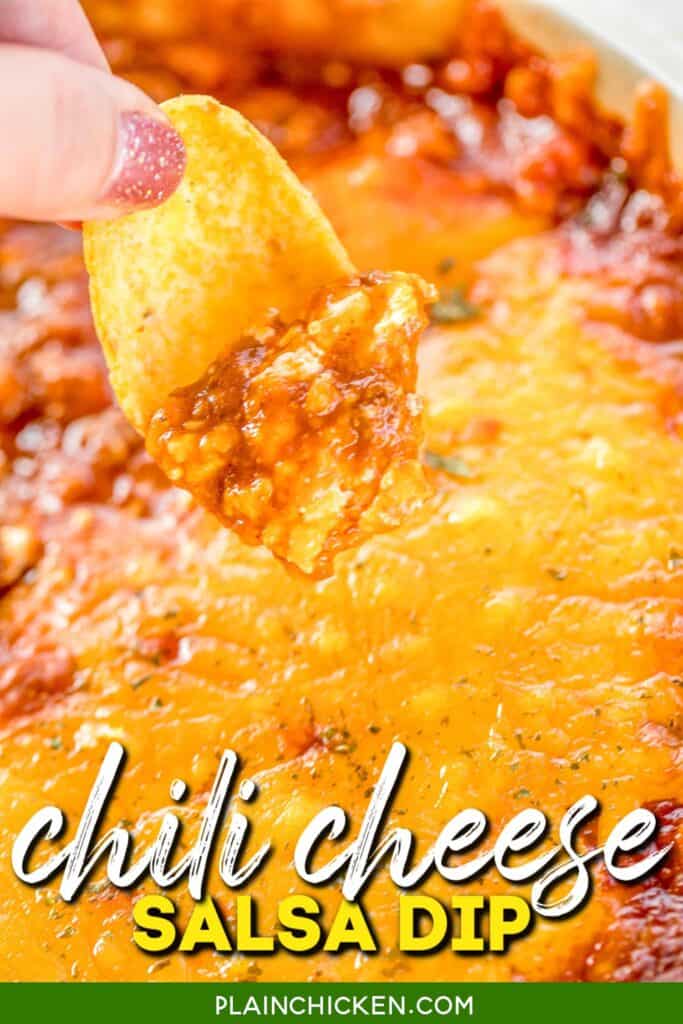 baking dish of chili cheese dip