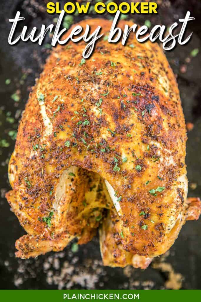cooked bone-in turkey breast on a platter