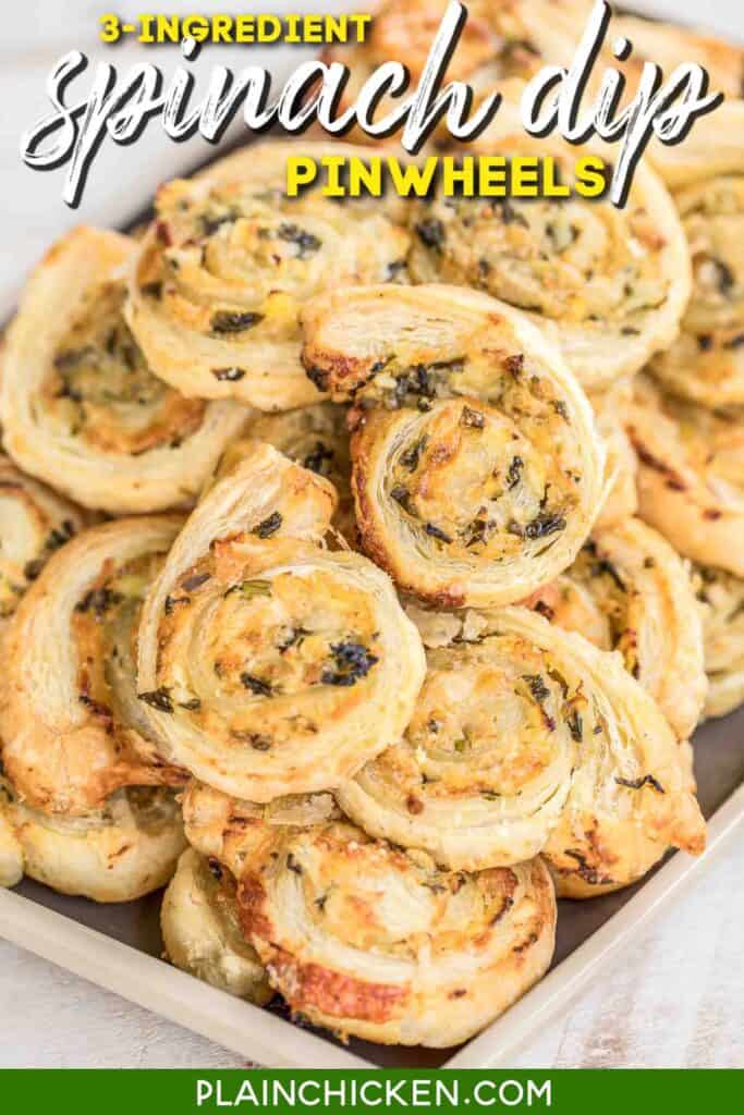 platter of puff pastry spinach dip pinwheels