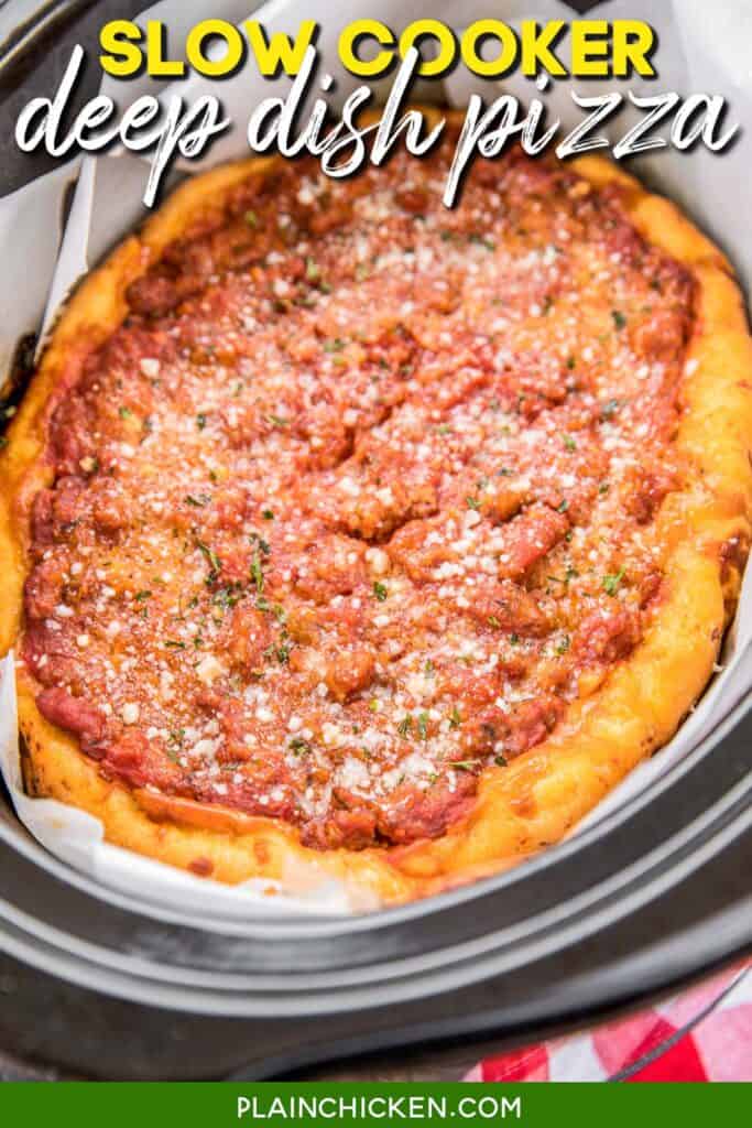 deep dish pizza in the slow cooker