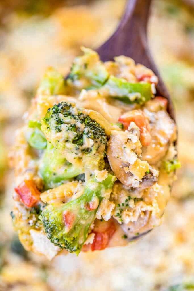 spoonful of broccoli and mushrooms
