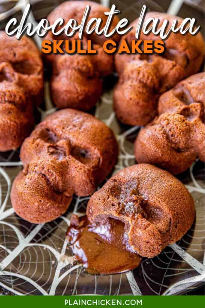 plate of chocolate lava skull cakes