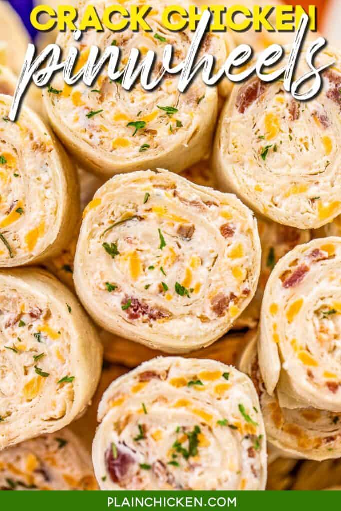 platter of chicken tortilla pinwheel sandwiches