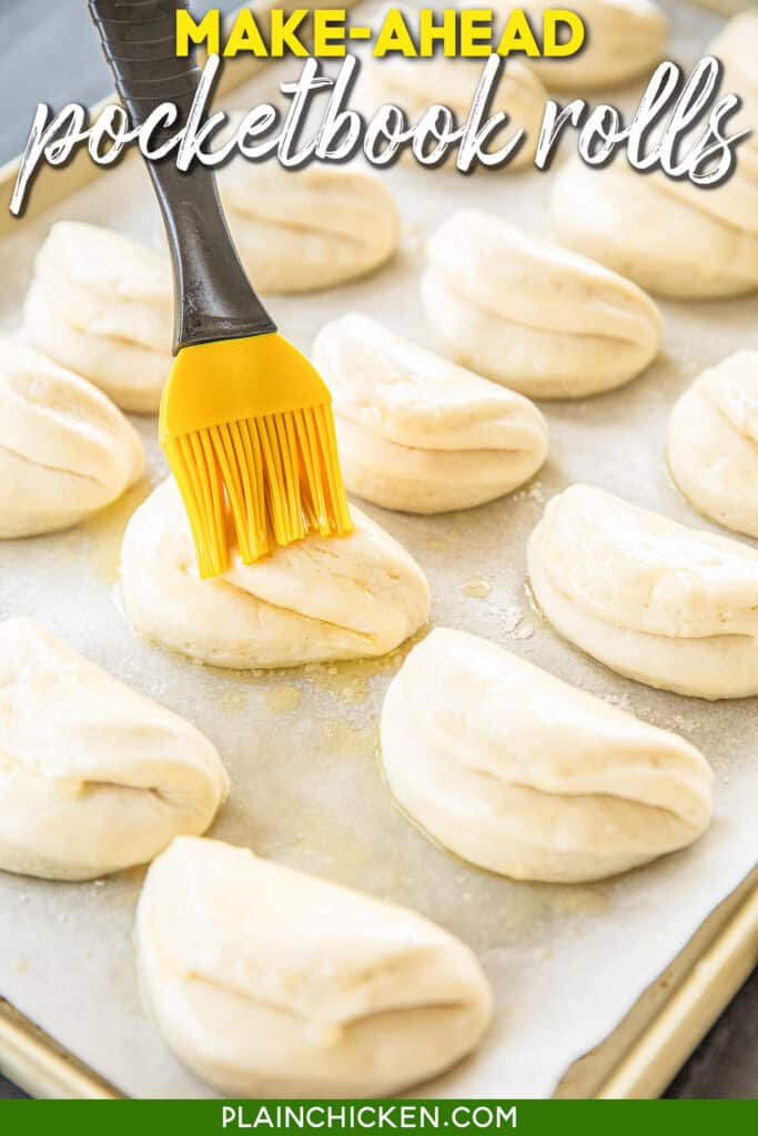 brushing unbaked rolls with butter