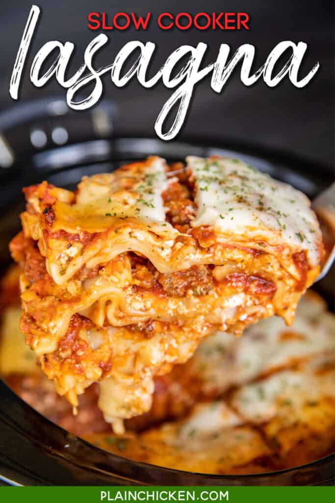slice of lasagna from the slow cooker