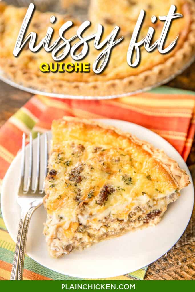 slice of hissy fit quiche on a plate