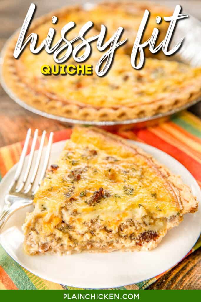 slice of hissy fit quiche on a plate