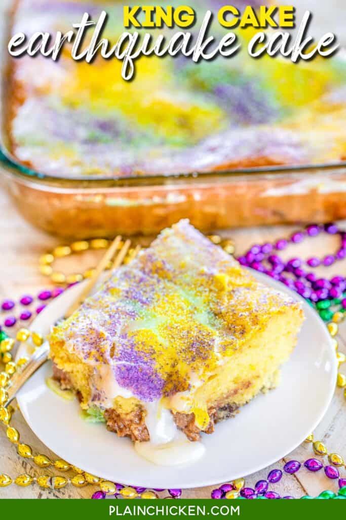 slice of king cake on a plate
