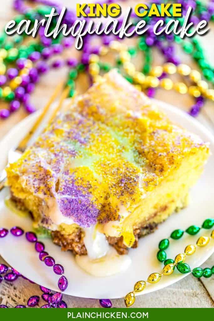 slice of king cake on a plate
