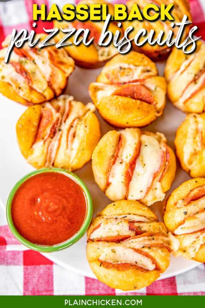 platter of pepperoni pizza biscuits