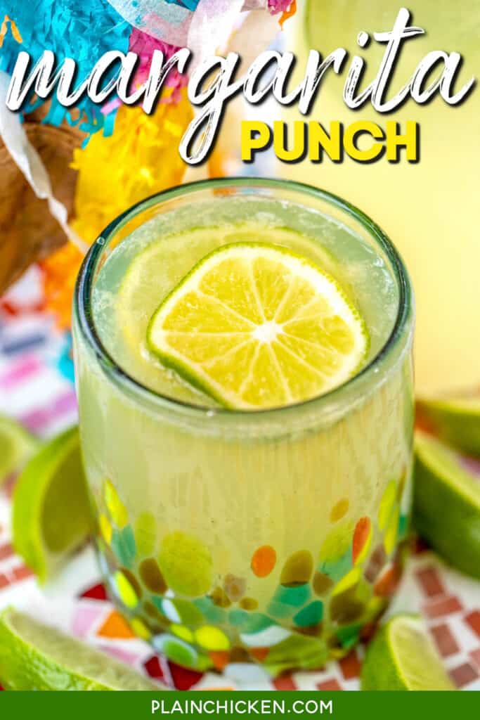 cup of margarita punch with a lime