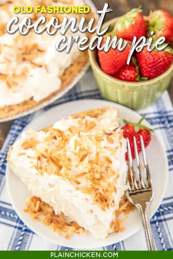 slice of coconut pie on a plate