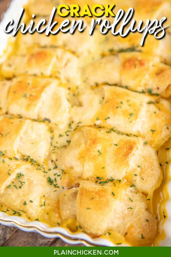 chicken crescent roll ups in a baking dish