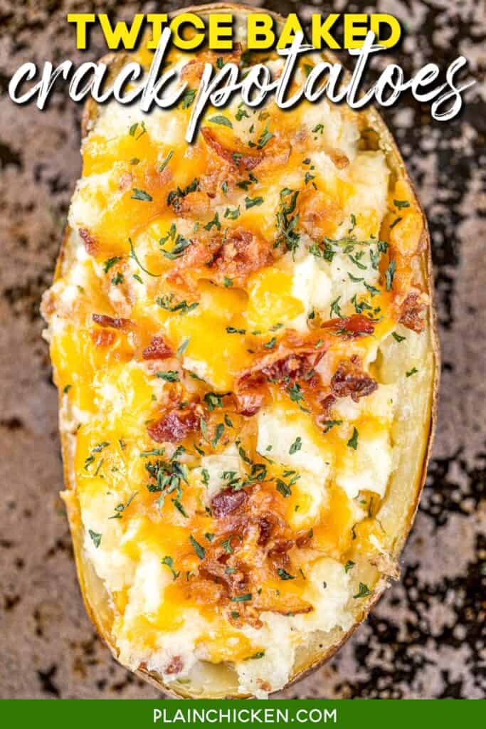 twice baked potato with cheese and bacon