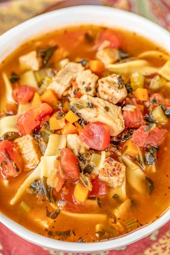 bowl of turkey noodle soup