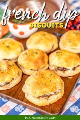 platter of french dip roast beef biscuits